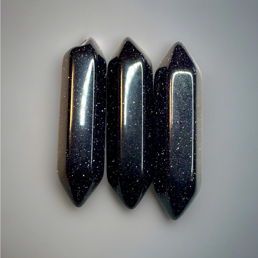 Lot 3 Mini Blue Sand Crystal Wand Points 10.9 Grams